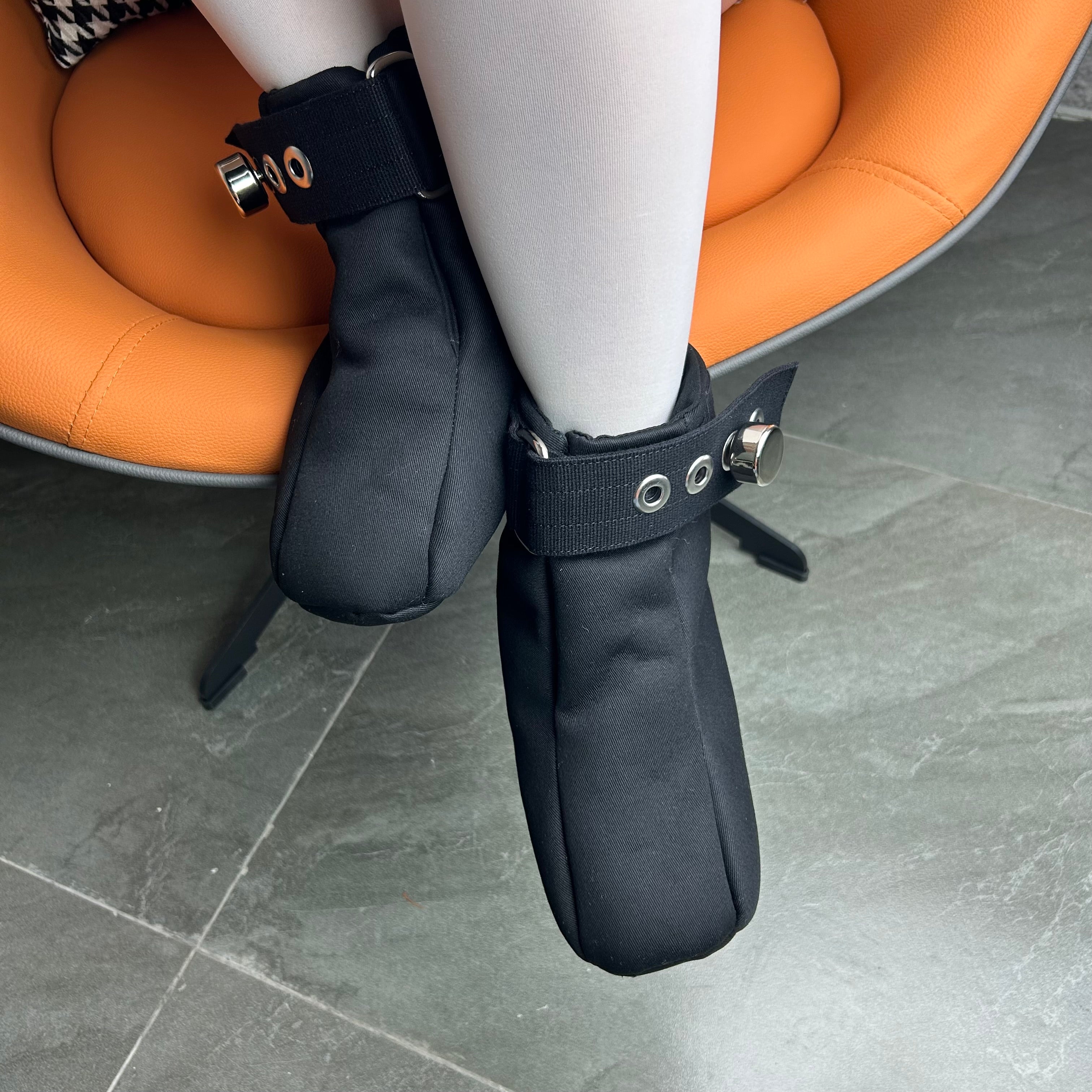 Crawling Habit Soft Padded Bondage Shoes with Spikes Black