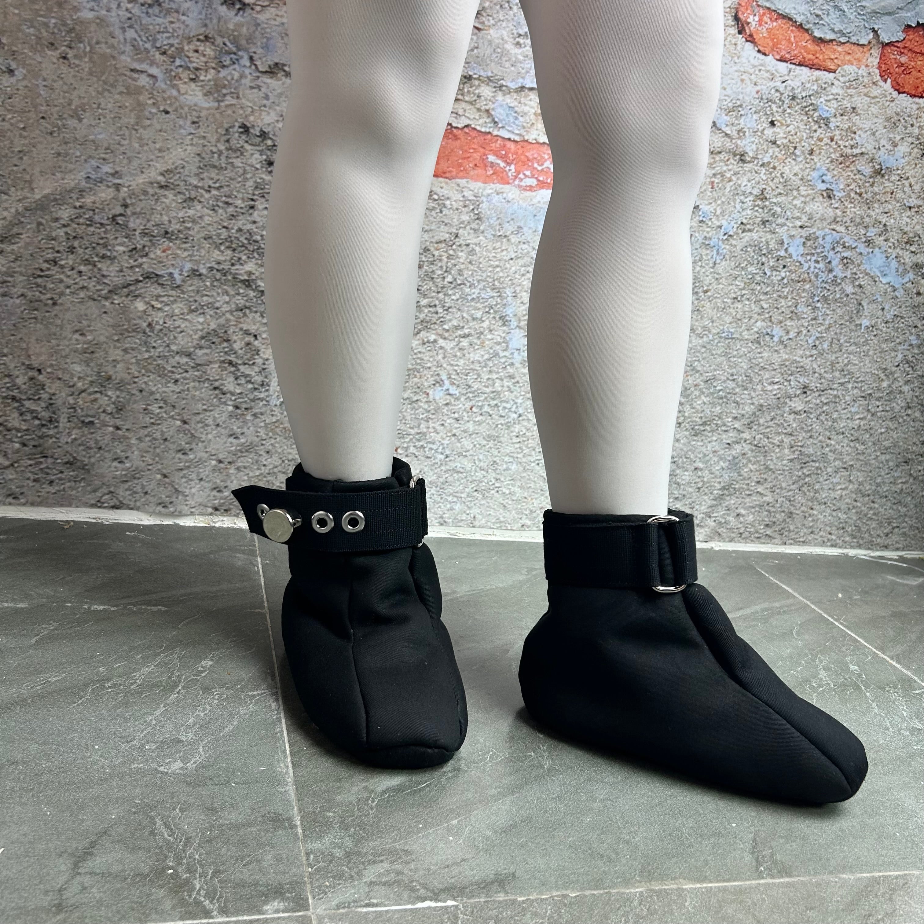 Crawling Habit Soft Padded Bondage Shoes with Spikes Black