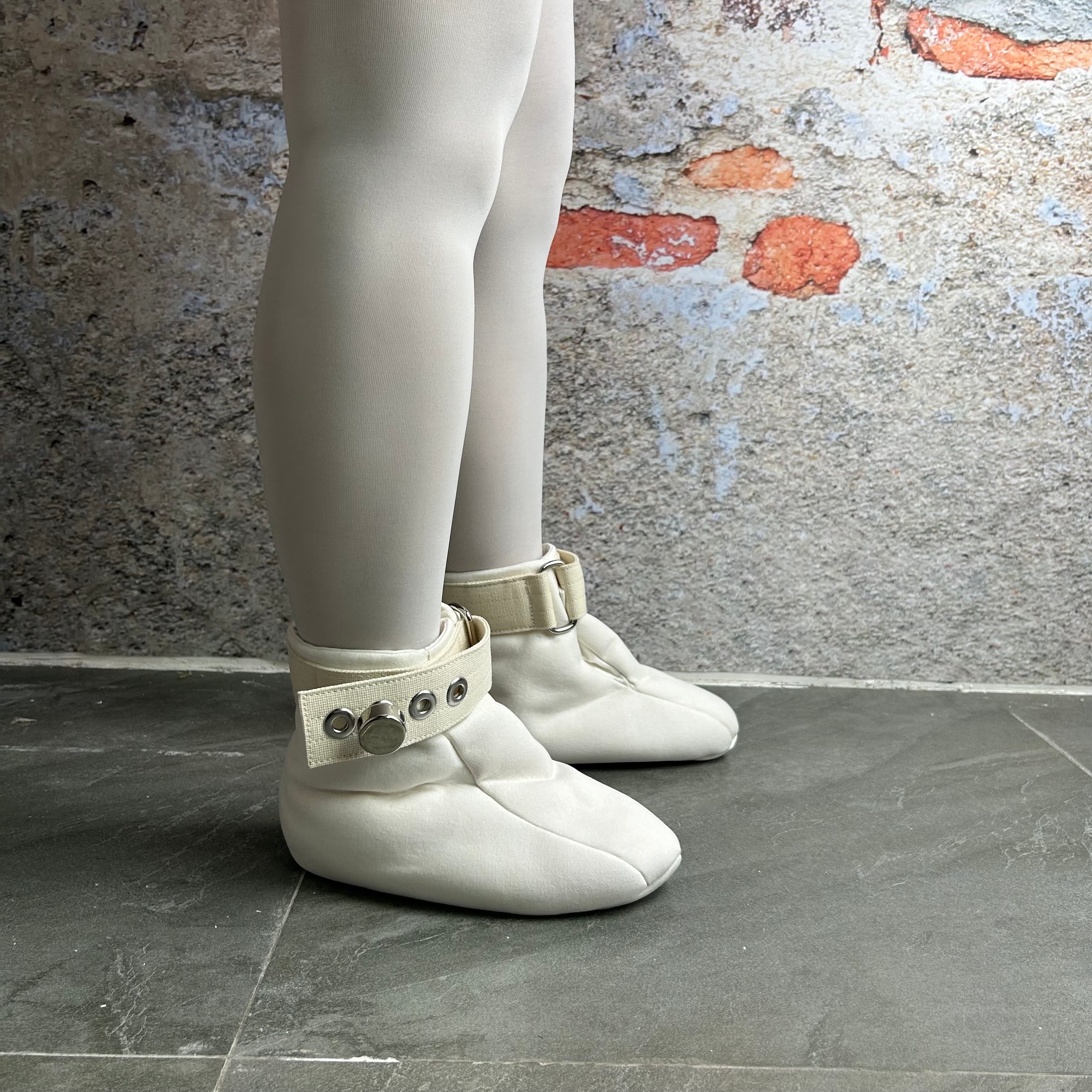 Lockable Shoes Bondage Booties with Spiked Insoles White