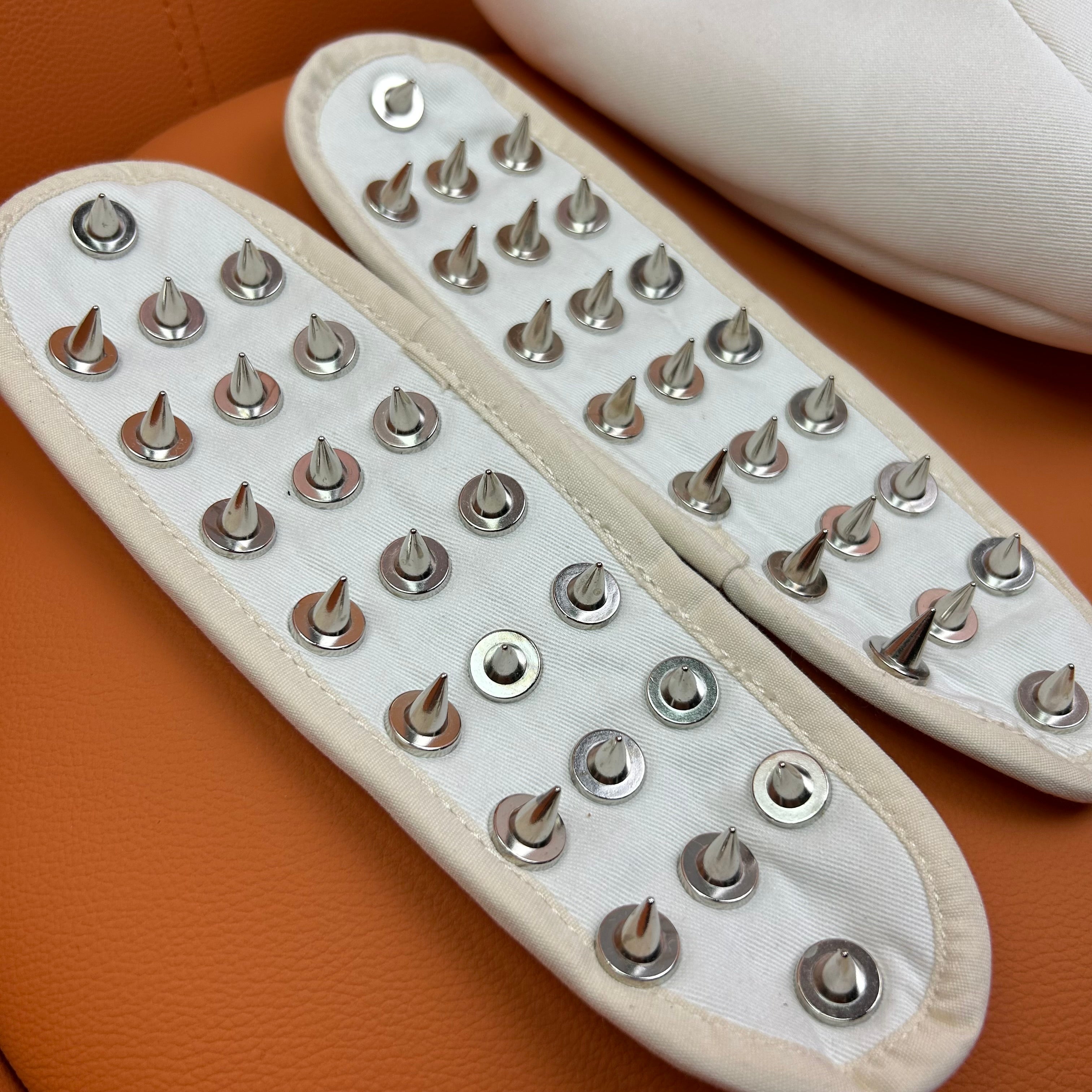 Lockable Shoes Bondage Booties with Spiked Insoles White